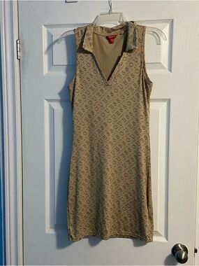 Guess Women’s Tan Sleeveless Polo-Styled Mini Dress Size M Stretchy